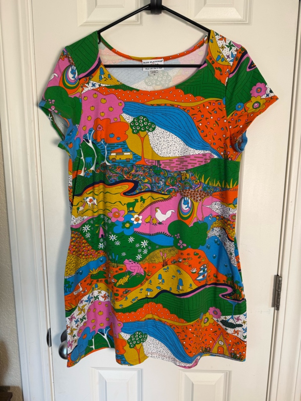 Blue Platypus Bright Psychedelic Print Mini Dress